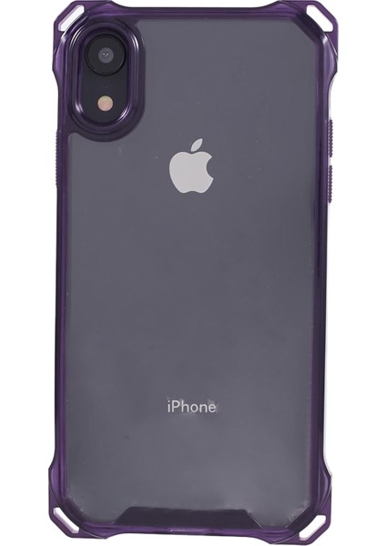 iPhoneXr Için 6.1 Inç Kasa Drop Anter Tpu+Akrilik Telefon Geri Kapak (Büyük Arka Lens Deliği) -Transparent Mor (Yurt Dışından)