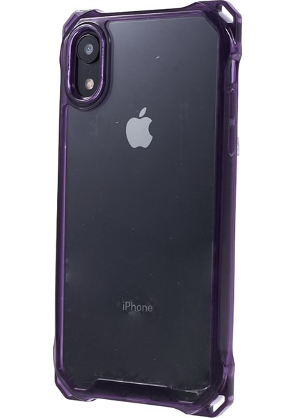 iPhoneXr Için 6.1 Inç Kasa Drop Anter Tpu+Akrilik Telefon Geri Kapak (Büyük Arka Lens Deliği) -Transparent Mor (Yurt Dışından)