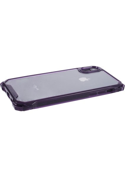 iPhoneXr Için 6.1 Inç Kasa Drop Anter Tpu+Akrilik Telefon Geri Kapak (Büyük Arka Lens Deliği) -Transparent Mor (Yurt Dışından)