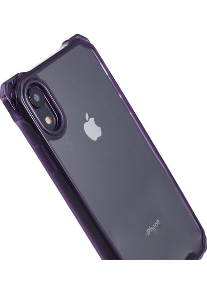 iPhoneXr Için 6.1 Inç Kasa Drop Anter Tpu+Akrilik Telefon Geri Kapak (Büyük Arka Lens Deliği) -Transparent Mor (Yurt Dışından)