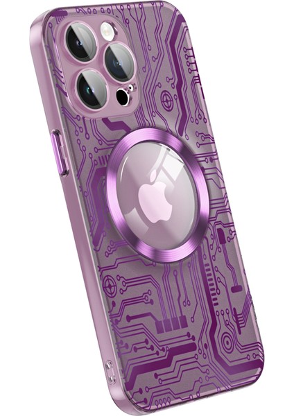 Magsafe-Dark Mor ile Uyumlu iPhone14 Pro Kılıfı Için Plastik Cep Telefonu Kapağı (Yurt Dışından)