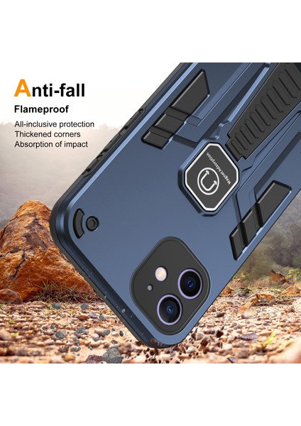 iPhone12 Telefon Vaka Kickstand Cover Desteği Manyetik Araç Montaj Mavisi (Yurt Dışından)
