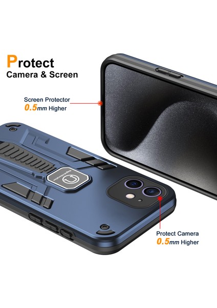 iPhone12 Telefon Vaka Kickstand Cover Desteği Manyetik Araç Montaj Mavisi (Yurt Dışından)