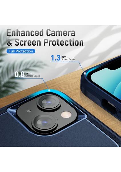 iPhone15 Plus Şok Geçirmez Telefon Kasası Önleme Önleyici Pc+Tpu Arka Kapak-Mavi (Yurt Dışından)