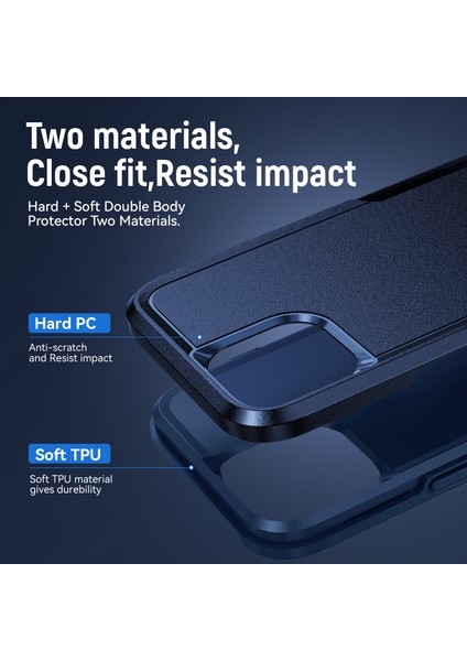 iPhone15 Plus Şok Geçirmez Telefon Kasası Önleme Önleyici Pc+Tpu Arka Kapak-Mavi (Yurt Dışından)