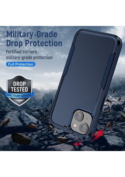 iPhone15 Plus Şok Geçirmez Telefon Kasası Önleme Önleyici Pc+Tpu Arka Kapak-Mavi (Yurt Dışından)