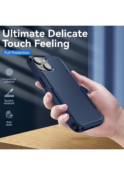 iPhone15 Plus Şok Geçirmez Telefon Kasası Önleme Önleyici Pc+Tpu Arka Kapak-Mavi (Yurt Dışından)