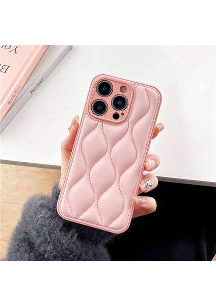 iPhone14 Pro Vasası Için Düz Renkli Su Dalgalanma Deseni Pc+Tpu+Pu Deri Telefon Kapak Pembe (Yurt Dışından) fırsatları