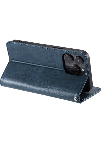 iPhone14 Pro Case Cüzdan Stand Deri Telefon Koruyucu Kapak Kayış-Siyah Yeşil (Yurt Dışından)