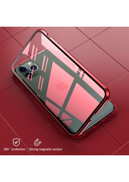 iPhone15 Pro Manyetik Adsorpsiyon Metal Çerçevesi+Çift Taraflı Temperli Cam Temiz Telefon Kapak Mavisi Için Telefon Kılıfı (Yurt Dışından)