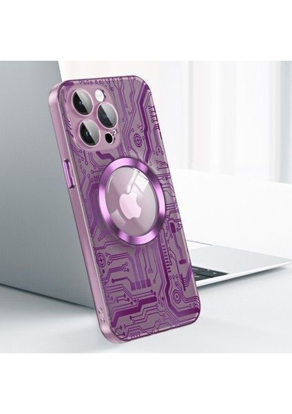 Magsafe-Dark Mor ile Uyumlu iPhone14 Pro Kılıfı Için Plastik Cep Telefonu Kapağı (Yurt Dışından)