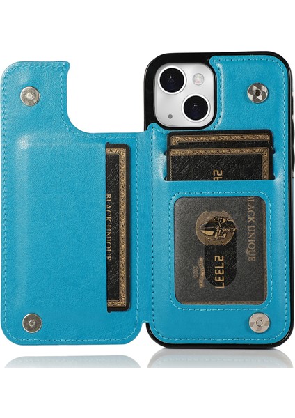 iPhone14 Plus Içinplus Cep Telefonu Kılıfı Basılı Mandala Çiçek Pu Deri+Tpu Geri Kabuk Mavisi (Yurt Dışından)