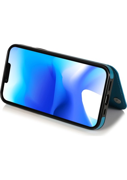 iPhone14 Plus Içinplus Cep Telefonu Kılıfı Basılı Mandala Çiçek Pu Deri+Tpu Geri Kabuk Mavisi (Yurt Dışından)