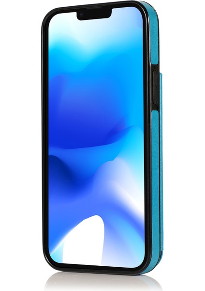 iPhone14 Plus Içinplus Cep Telefonu Kılıfı Basılı Mandala Çiçek Pu Deri+Tpu Geri Kabuk Mavisi (Yurt Dışından)