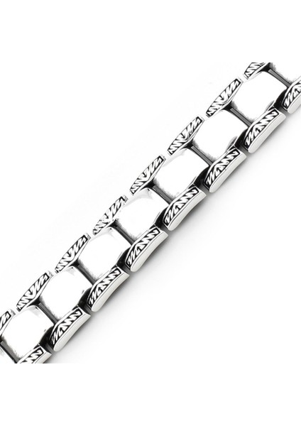 Erkek Gümüş 925 Bileklik 10x3mm x 22 cm