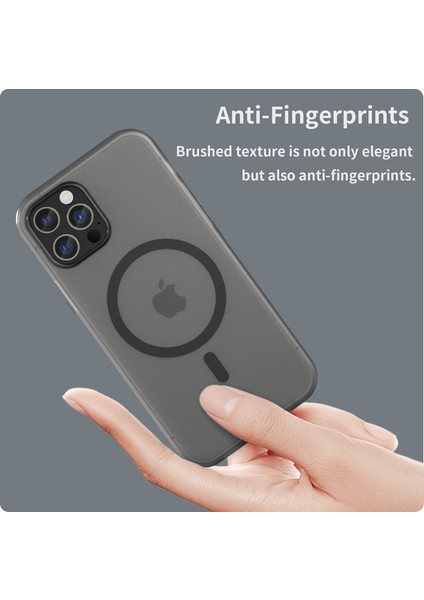 iPhone12 Pro 6.1 Inç/12 6.1 Inç Yarı Saydam Mat Kapak Tpu+Pc Telefon Kılıfı Magsafe-Black ile Uyumlu (Yurt Dışından)
