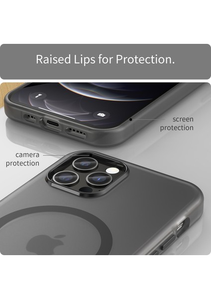 iPhone12 Pro 6.1 Inç/12 6.1 Inç Yarı Saydam Mat Kapak Tpu+Pc Telefon Kılıfı Magsafe-Black ile Uyumlu (Yurt Dışından)