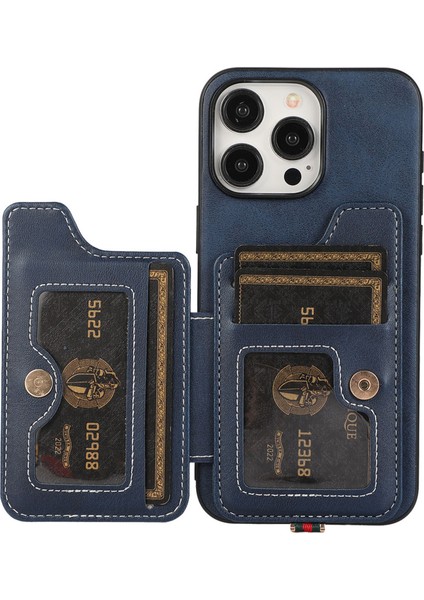 iPhone14 Pro Case Card Tutucu Cowhide Doku Pu Deri+Tpu Telefon Kapak-Mavisi Için Stil 01 (Yurt Dışından)