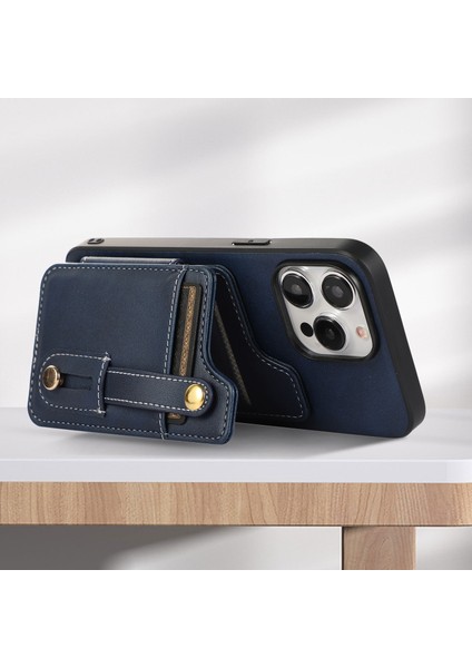 iPhone14 Pro Case Card Tutucu Cowhide Doku Pu Deri+Tpu Telefon Kapak-Mavisi Için Stil 01 (Yurt Dışından)