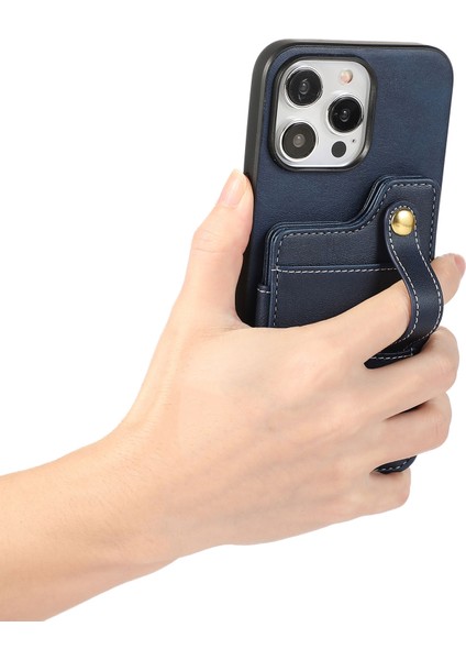 iPhone14 Pro Case Card Tutucu Cowhide Doku Pu Deri+Tpu Telefon Kapak-Mavisi Için Stil 01 (Yurt Dışından)