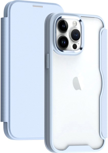 iPhone13 Pro 6.1 Inç Cep Telefonu Kılıfları Pu Deri+Tpu+Akrilik Kart Tutucu Kapak-Mavi (Yurt Dışından)