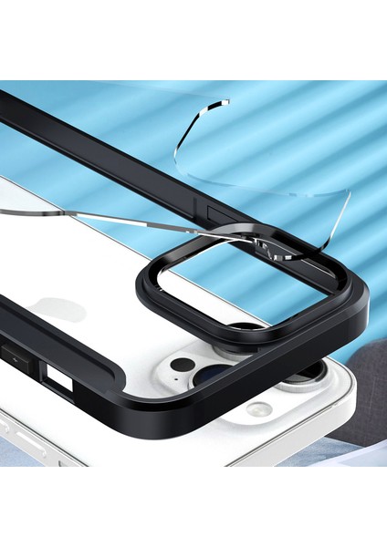 iPhone13 Pro 6.1 Inç Cep Telefonu Kılıfları Pu Deri+Tpu+Akrilik Kart Tutucu Kapak-Mavi (Yurt Dışından)