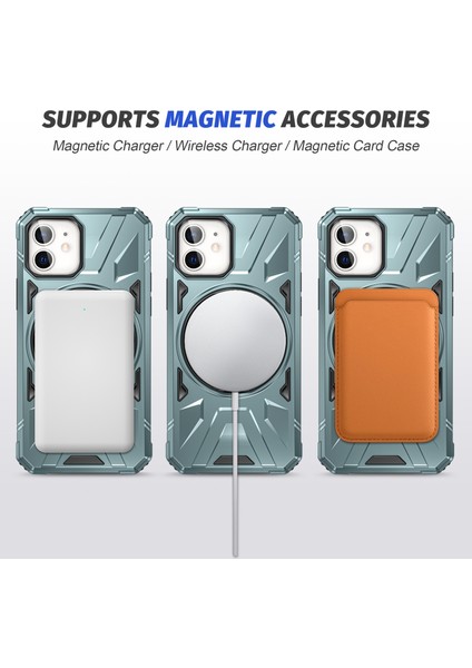iPhone12/12 Pro 6.1 Inç Telefon Kasası Tpu+Pc Rotary Kickstand-Green ile Manyetik Arka Kabuk (Yurt Dışından)