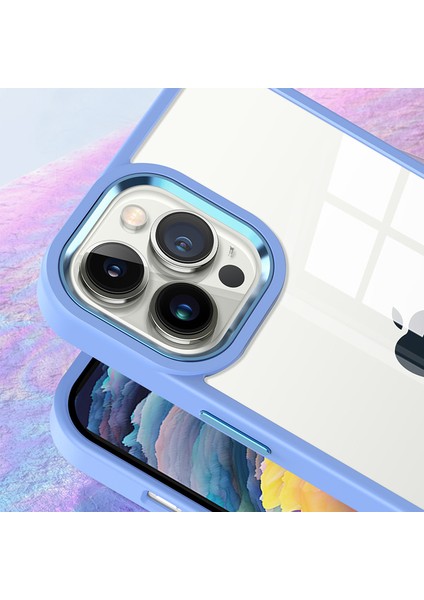 iPhone15 Pro Max Tpu+Sert Pc Metal Düğme Lens Çerçevesi Kapak Telefon Kabuğu Temiz Telefon Kılıfı Blue (Yurt Dışından) modelleri