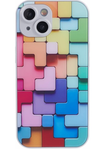 iPhone13 Temperli Cam Telefon Kılıfı Düz ​​3d Kare Desen Silver (Yurt Dışından) fiyatları