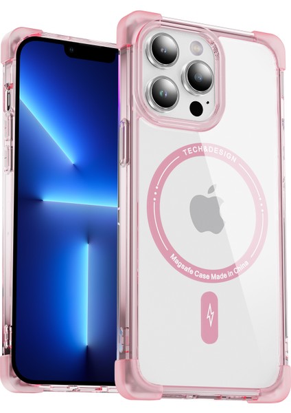 iPhone13 Pro 6.1 Inç Kasa Tpu+Akrilik Büyük Arka Lens Deliği Kapağı Magsafe-Tövbe Pembe ile Uyumlu Ysm Takviyeli Köşeler Serisi (Yurt Dışından)