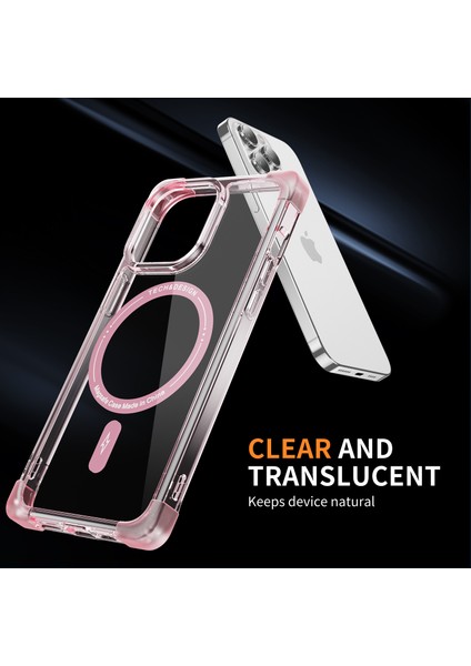 iPhone13 Pro 6.1 Inç Kasa Tpu+Akrilik Büyük Arka Lens Deliği Kapağı Magsafe-Tövbe Pembe ile Uyumlu Ysm Takviyeli Köşeler Serisi (Yurt Dışından)
