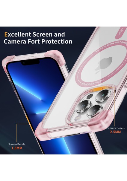 iPhone13 Pro 6.1 Inç Kasa Tpu+Akrilik Büyük Arka Lens Deliği Kapağı Magsafe-Tövbe Pembe ile Uyumlu Ysm Takviyeli Köşeler Serisi (Yurt Dışından)