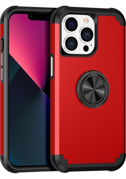 iPhone13 Pro Max Maksimum Back Cover Finger Ring Tutucu Pc+Tpu Telefon Koruyucu Kılıf Kırmızı (Yurt Dışından) fiyatları
