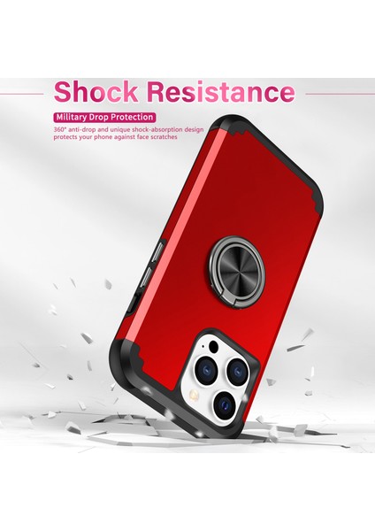 iPhone13 Pro Max Maksimum Back Cover Finger Ring Tutucu Pc+Tpu Telefon Koruyucu Kılıf Kırmızı (Yurt Dışından) fırsatları
