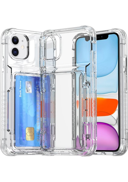 Kart Yuvası Pc+Tpu Kickstand Cover-Cransparent ile iPhone11 Telefon Kılıfı Için (Yurt Dışından)