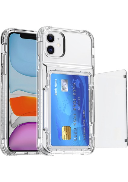 Kart Yuvası Pc+Tpu Kickstand Cover-Cransparent ile iPhone11 Telefon Kılıfı Için (Yurt Dışından)