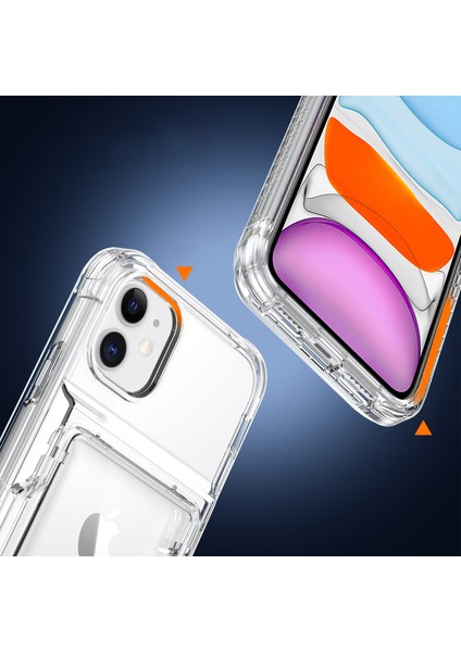 Kart Yuvası Pc+Tpu Kickstand Cover-Cransparent ile iPhone11 Telefon Kılıfı Için (Yurt Dışından)