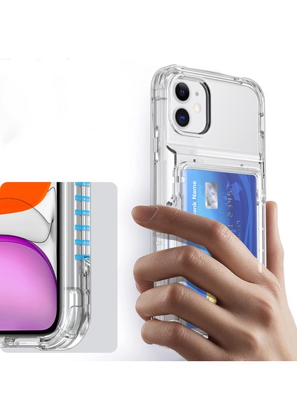 Kart Yuvası Pc+Tpu Kickstand Cover-Cransparent ile iPhone11 Telefon Kılıfı Için (Yurt Dışından)