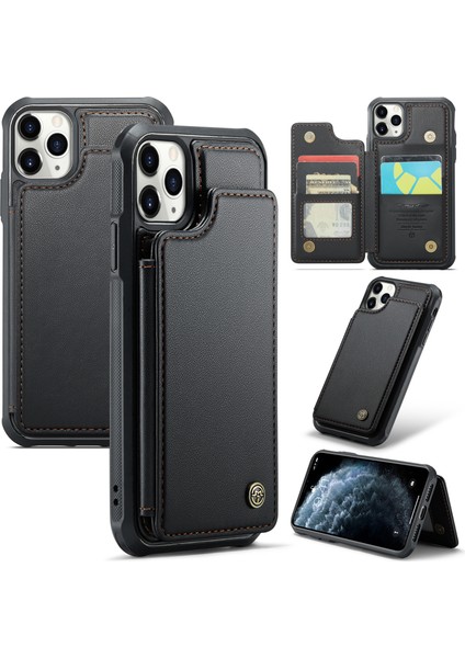 iPhone11 Pro Case Için Kickstand Card Tutucu-Black ile Parlak Telefon Kapağı (Yurt Dışından)
