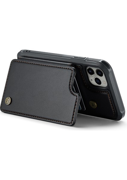 iPhone11 Pro Case Için Kickstand Card Tutucu-Black ile Parlak Telefon Kapağı (Yurt Dışından)