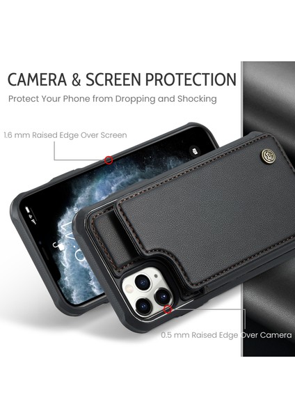 iPhone11 Pro Case Için Kickstand Card Tutucu-Black ile Parlak Telefon Kapağı (Yurt Dışından)
