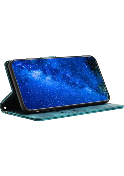 Hatlar iPhone13 Mini 5.4 Inç Anti-Fall Anti-Fall Stand Cüzdan Deri Telefon Kılıf Yeşili (Yurt Dışından)