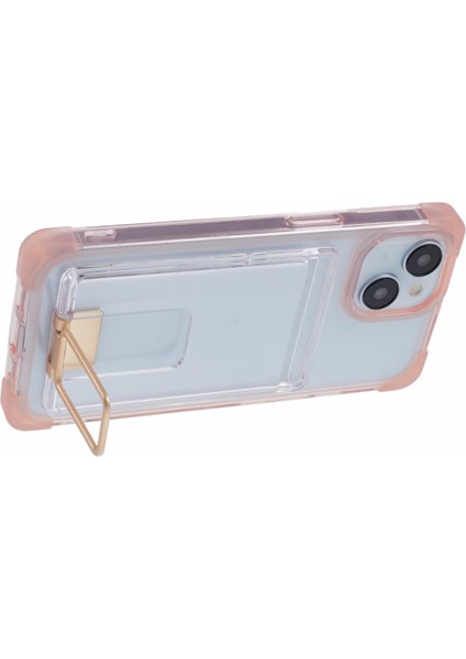 iPhone13 Için Ysm Takviyeli Köşeler Serisi 6.1 Inç Kasa Net Kickstand Telefon Geri Kapak Şeffaf Pembe (Yurt Dışından)