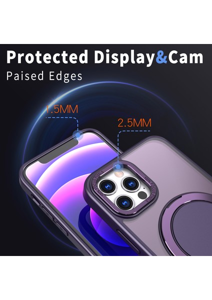 Magsafe-Purple ile Uyumlu iPhone12 Pro Max Kickstand Manyetik Kılıf Için (Yurt Dışından)