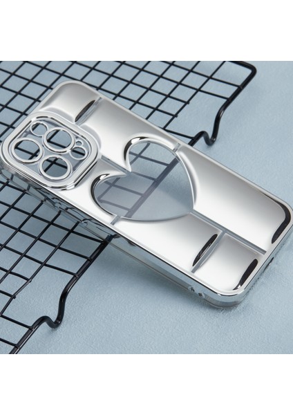 iPhone13 Pro Tpu Kasası 3D Kalp Şekli Elektrapan Telefon Kapak Silver Için Mns Serisi (Yurt Dışından)