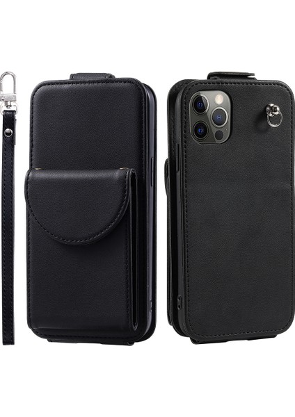 iPhone12/12 Için Pro Case Card Torba Görüntüleme Stand Dikey Flip Pu Deri Telefon Kapak Black (Yurt Dışından)