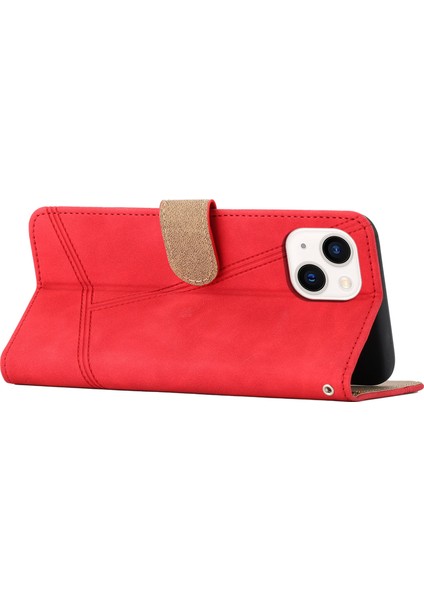iPhone15 Plus Için Plus Cilt Touch Hatları Baskılı Telefon Kılıfı Retro Pu Deri Cüzdan Kapağı Stand-Red ile (Yurt Dışından) indirimleri