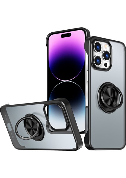 iPhone14 Pro Max Case Borderless Tasarım Yüzüğü Kickstand Telefon Kapak Black (Yurt Dışından)