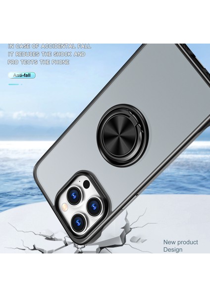 iPhone14 Pro Max Case Borderless Tasarım Yüzüğü Kickstand Telefon Kapak Black (Yurt Dışından)