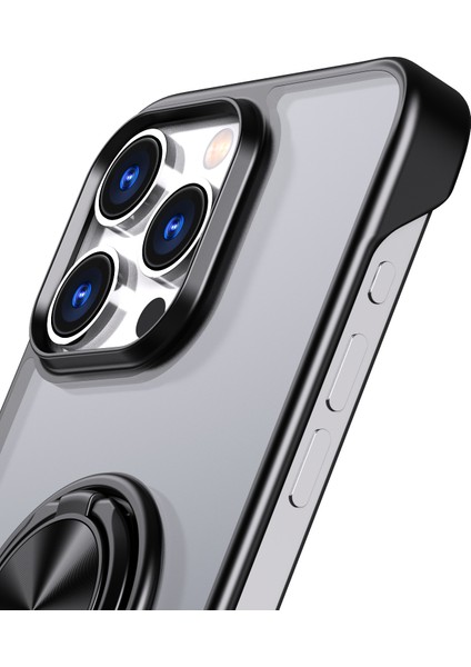 iPhone14 Pro Max Case Borderless Tasarım Yüzüğü Kickstand Telefon Kapak Black (Yurt Dışından)